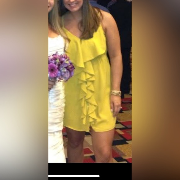 Yellow Ruffle Zipper Front Dress - Picture 3 of 3